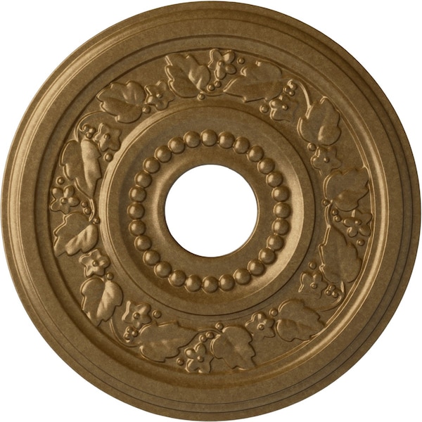 Ekena Millwork Genevieve Ceiling Medallion (Fits Canopies up to 3 1/2"), 16 1/8"OD x 3 1/2"ID x 7/8"P, Pale Gold CM16GNPAS - main